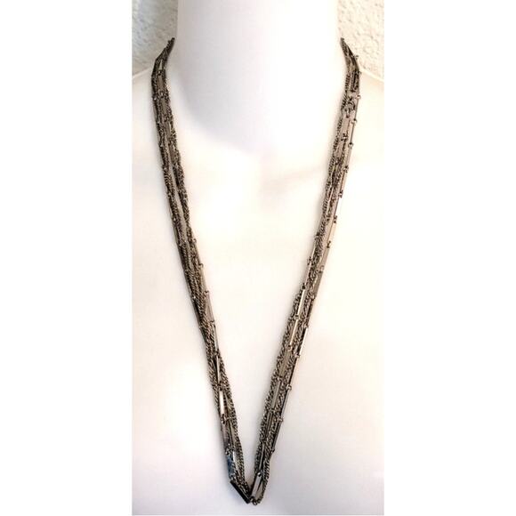 Celebrity NY 52" Vintage Silvertone 2 Strand Rope Lariat Length Chains Necklace - Picture 2 of 5